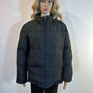 Women's Liz Claiborne Black Quilted Down Feather Puffer Jacket • M